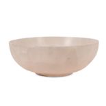 A LARGE AND IMPRESSIVE CARVED PINK MANGANO CALCITE BOWL