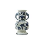 A CHINESE BLUE AND WHITE FACETED 'MORNING GLORY' VASE.