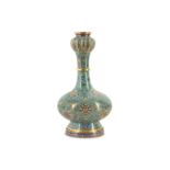 A CHINESE CLOISONNÉ GARLIC MOUTH BOTTLE VASE.