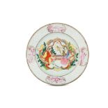 A CHINESE FAMILLE ROSE EUROPEAN SUBJECT DISH.