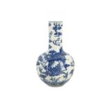 A CHINESE BLUE AND WHITE 'DRAGON AND PHOENIX' BOTTLE VASE.