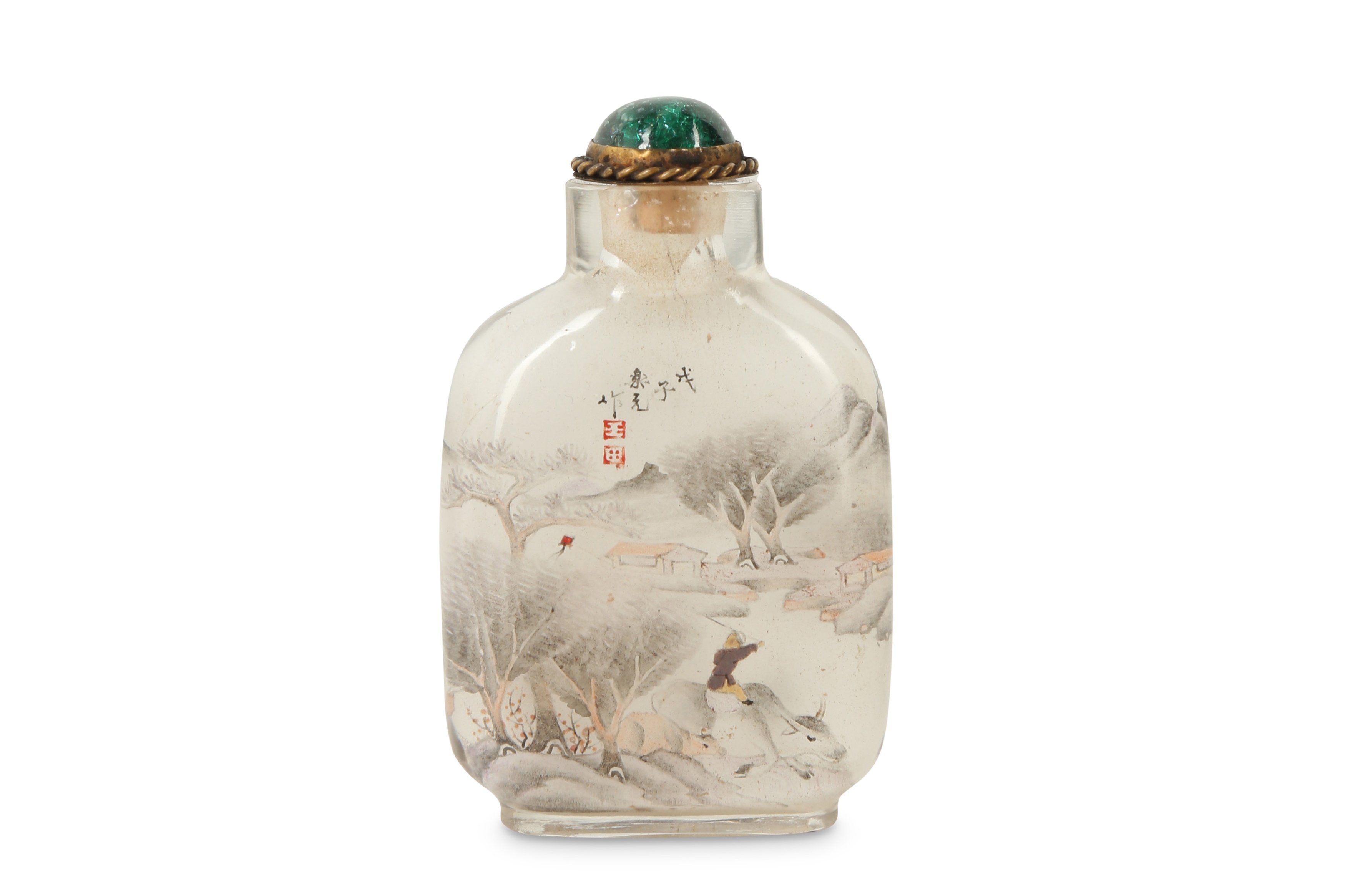 A CHINESE GLASS INSIDE-PAINTED 'LANDSCAPE' SNUFF BOTTLE, BY ZHOU LEYUAN.