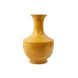 A CHINESE LEMON YELLOW-GLAZED VASE.