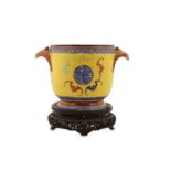 A CHINESE FAMILLE ROSE 'BATS' WINE COOLER.