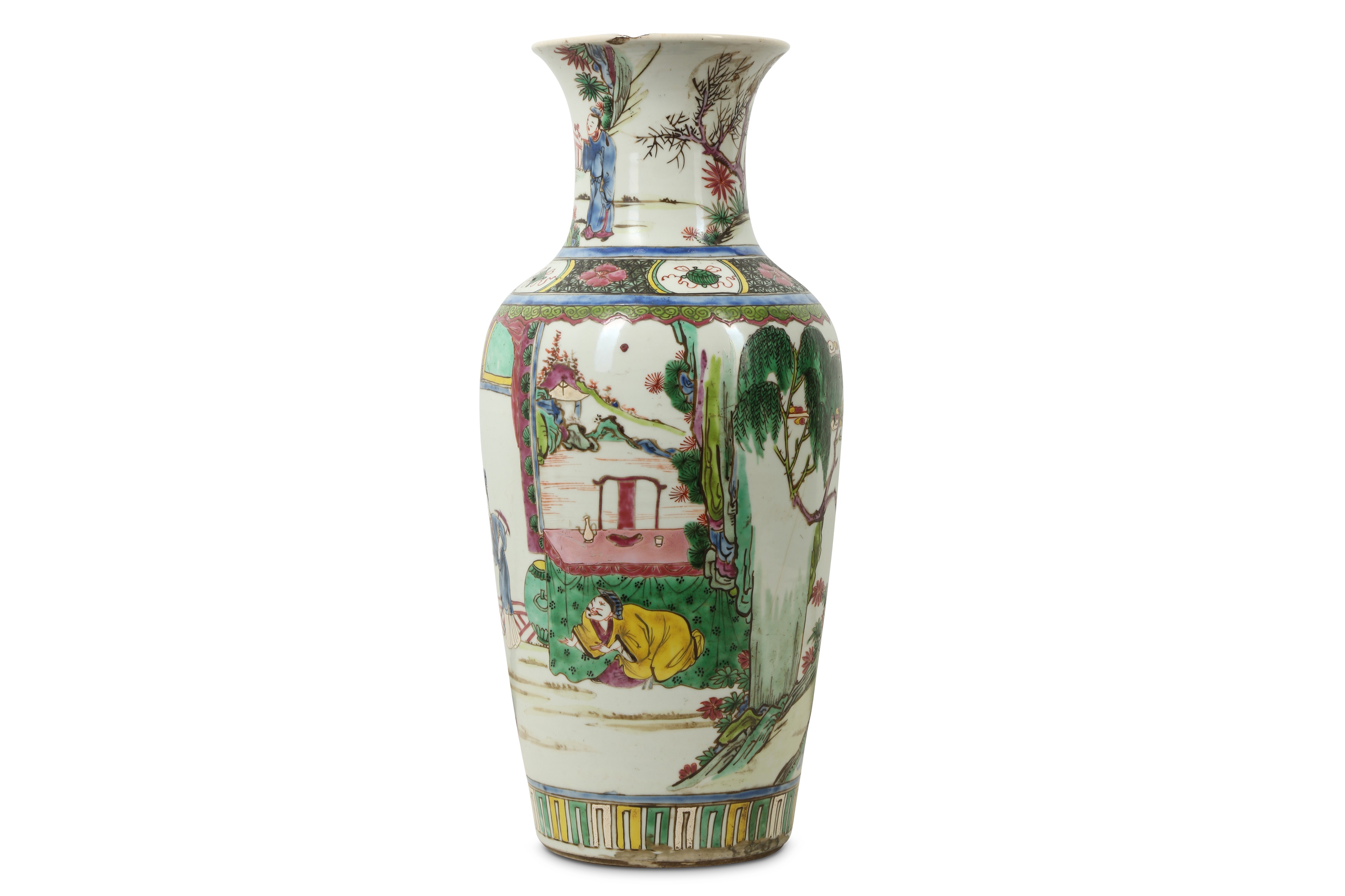 A CHINESE FAMILLE ROSE ‘HIDDEN LOVER' VASE. - Image 3 of 3