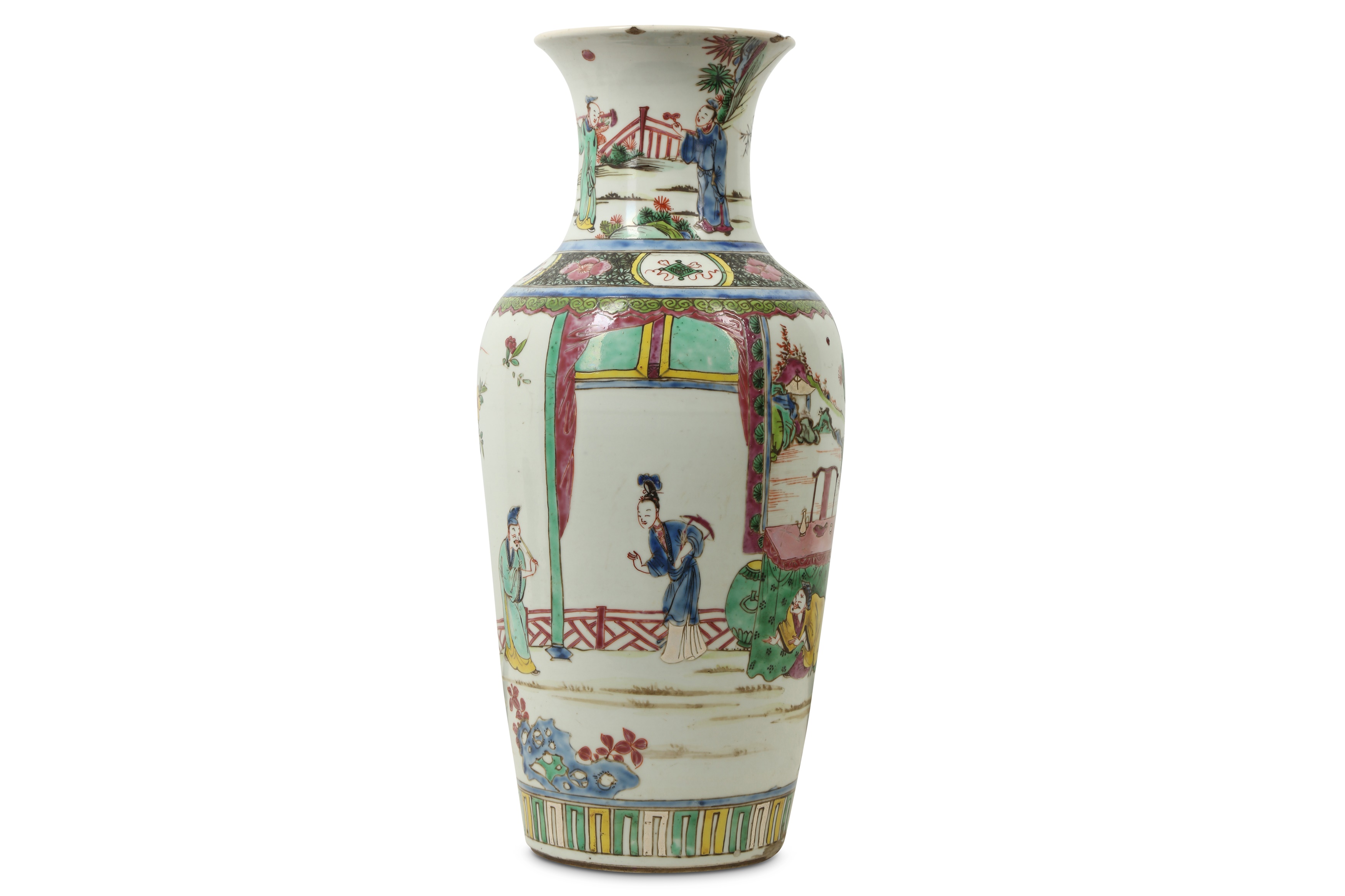 A CHINESE FAMILLE ROSE ‘HIDDEN LOVER' VASE.