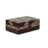 A KOREAN LACQUER WOOD MOTHER OF PEARL-INLAID BOX AND COVER.