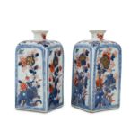 A PAIR OF CHINESE IMARI SQUARE-SECTION BOTTLES.