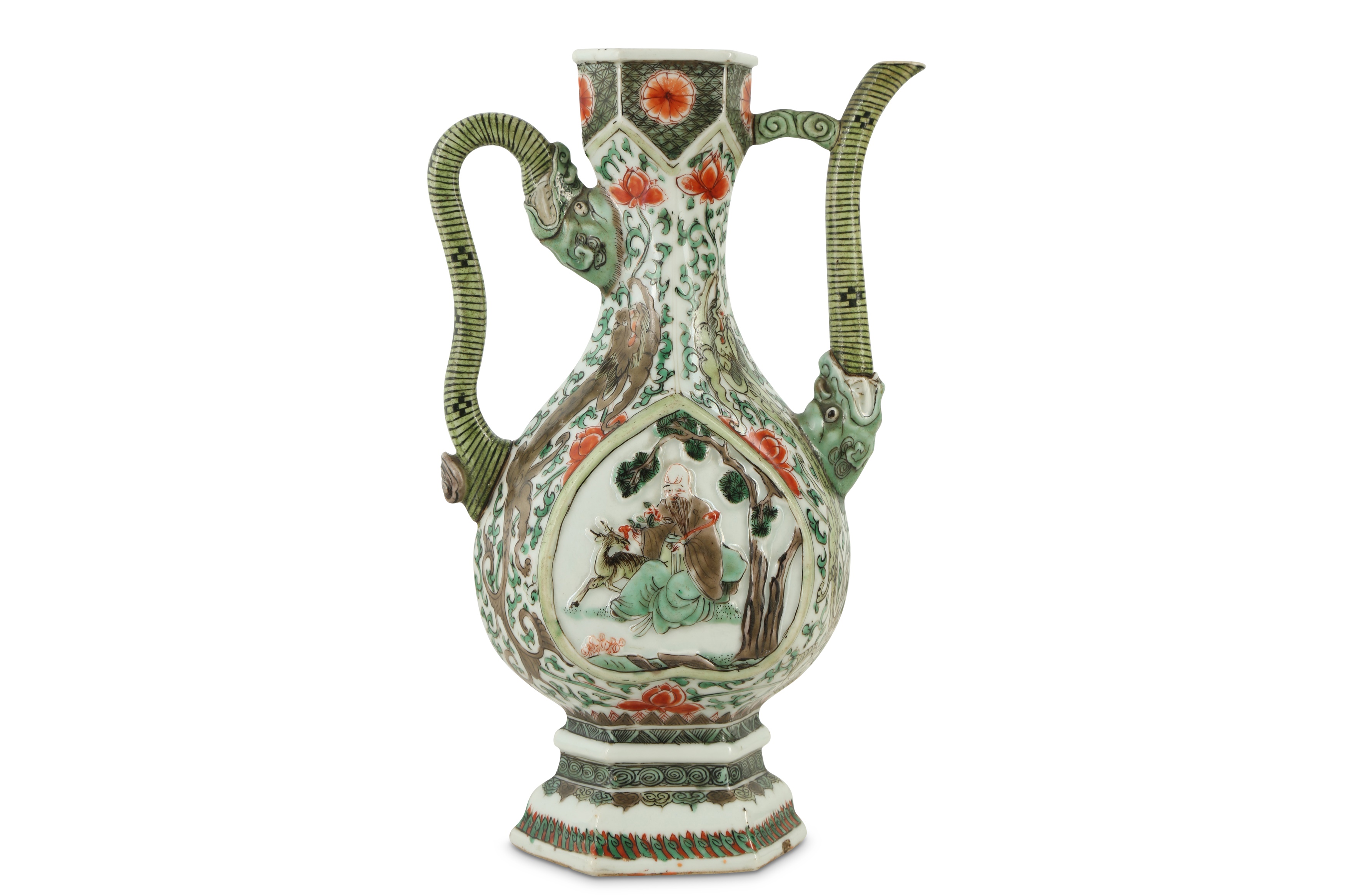 A CHINESE FAMILLE VERTE 'IMMORTALS' EWER. - Image 2 of 2