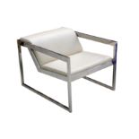 ob&b, Mila Chair, cream leather upholstery and polished steel frame