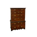 An 18th Century walnut and oak chest on chest