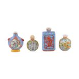A collection of Chinese porcelain and Peking glass snuff bottles.