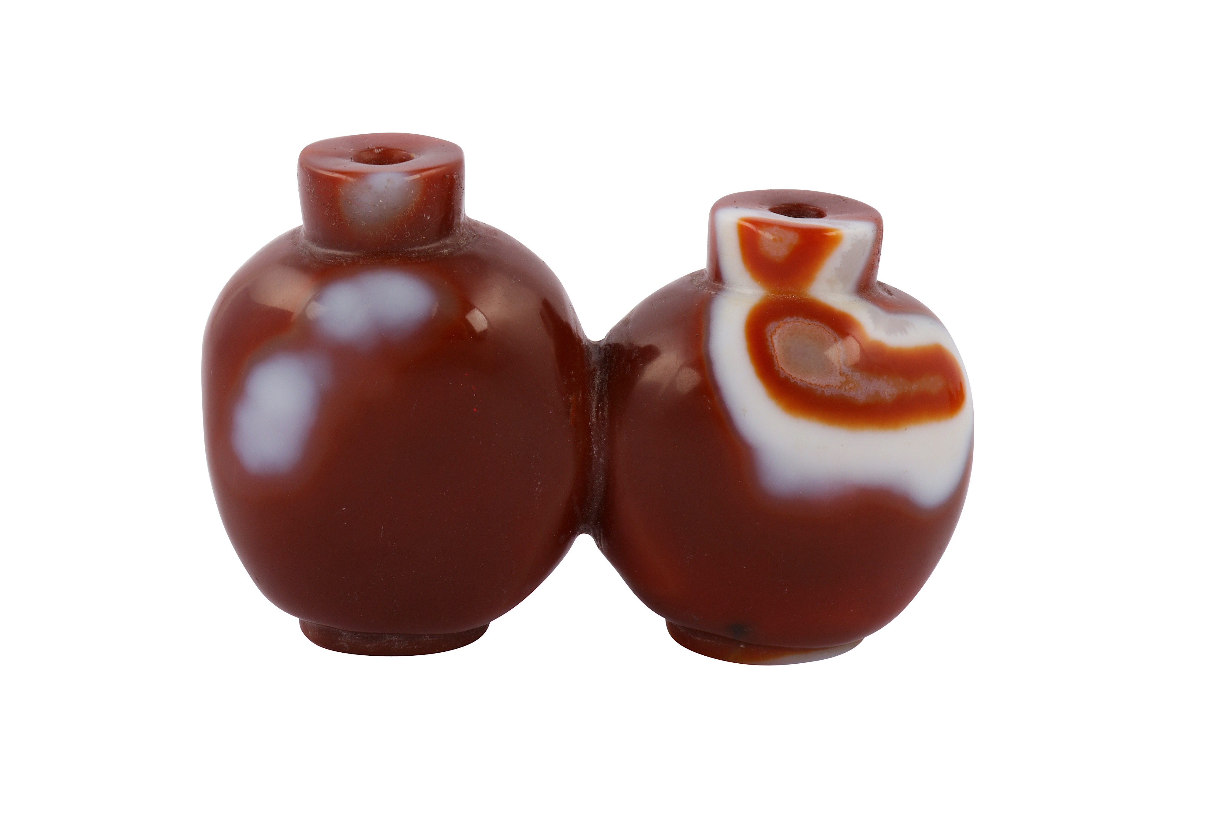 A Chinese Peking glass twin snuff bottle.