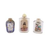 Three Chinese inside-painted glass snuff bottles.