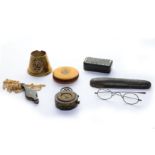 A collection of items, to include a F Barker and Son compass