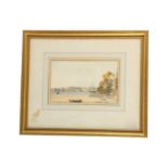 MANNER OF ROBERT DODD (British 1748-1815) Panormaic view of the river Watercolour 12 x 10 in (