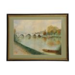 G.E.Griffits Richmond bridge signed and dated G.E. Griffits / 1943 (lower right) watercolour 37 x