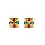 YSL Teardrop Gem Clip On Earrings