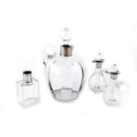 A George V sterling silver mounted crystal whisky decanter