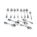 Six early Victorian sterling silver teaspoons, Edinburgh 1842, by Robert Naughten, along with