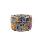 Chanel Resin Tweed Inlay Cuff Bracelet