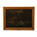 BRITISH SCHOOL (19th century) Ship wrecked at sea Oil on canvas