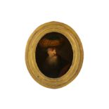 AFTER JAN LIEVENS (19th century) Portrait of a man in a cap Oil on panel 9 in. oval