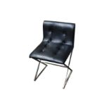 A set of four 20th century office chairs, upholstered in black leather with chrome zigzag frames, (