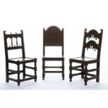 Three Jacobean style minature hardwood chairs