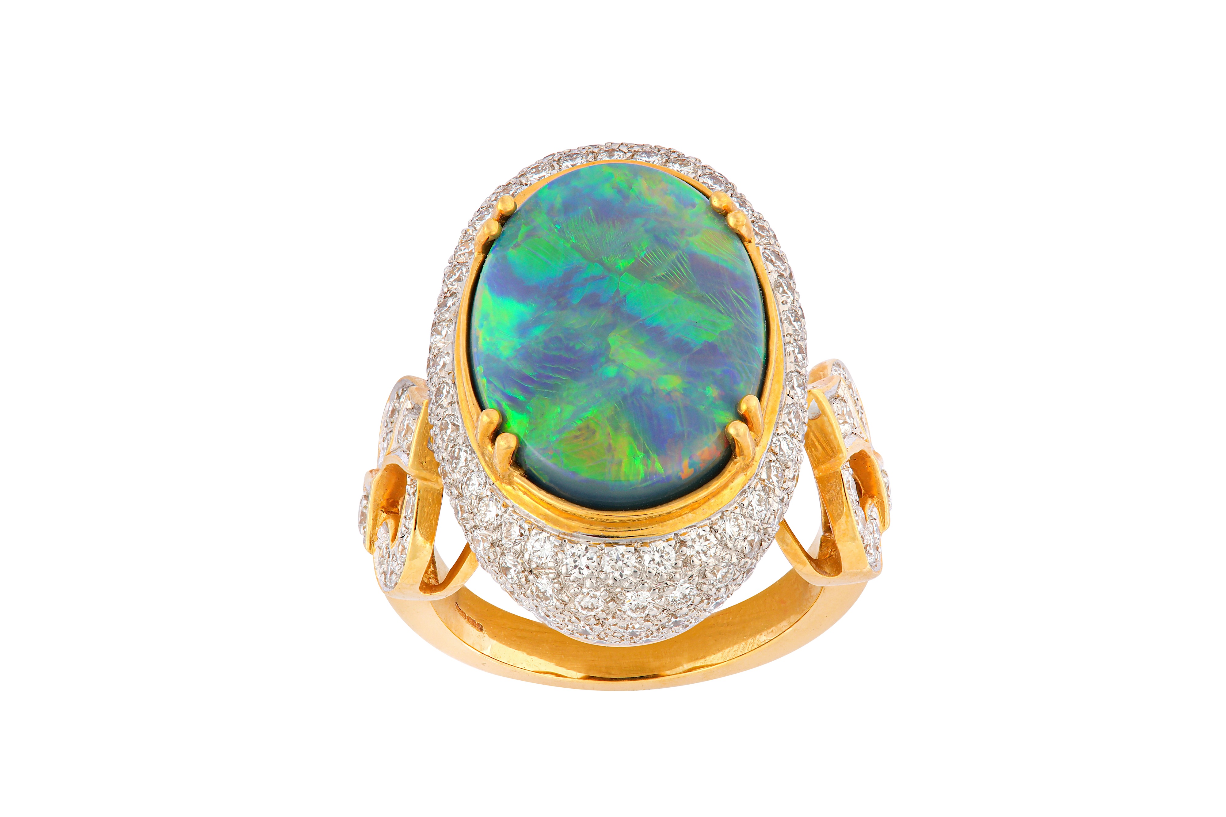 An opal and diamond dress ring