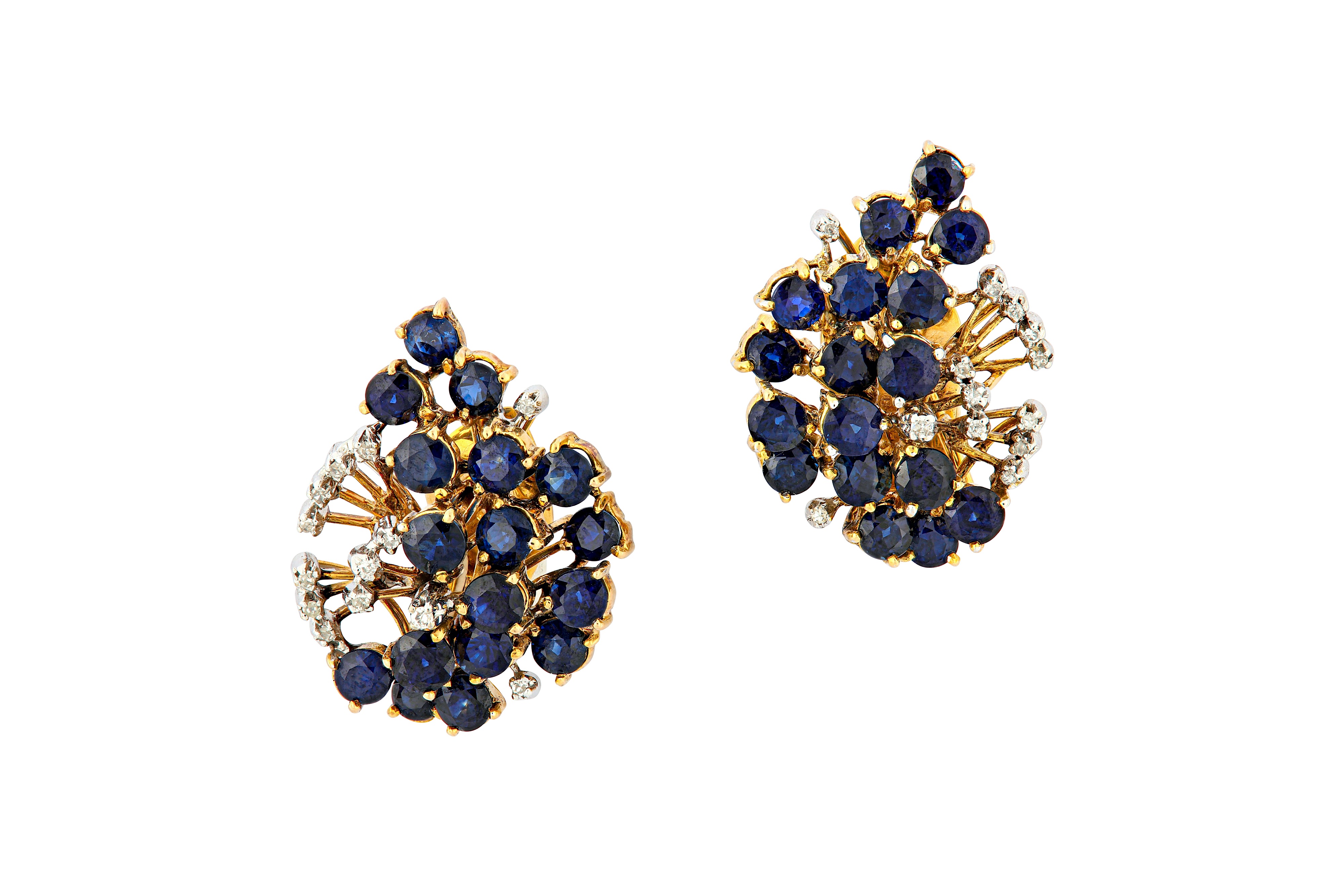 A pair of sapphire and diamond earrings