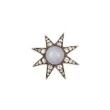 A late 19th century star sapphire and diamond star brooch