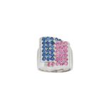 A multi-coloured sapphire and diamond dress ring