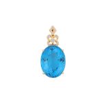 A blue topaz and diamond pendant