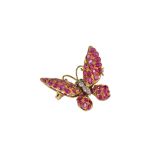 A ruby and diamond butterfly brooch