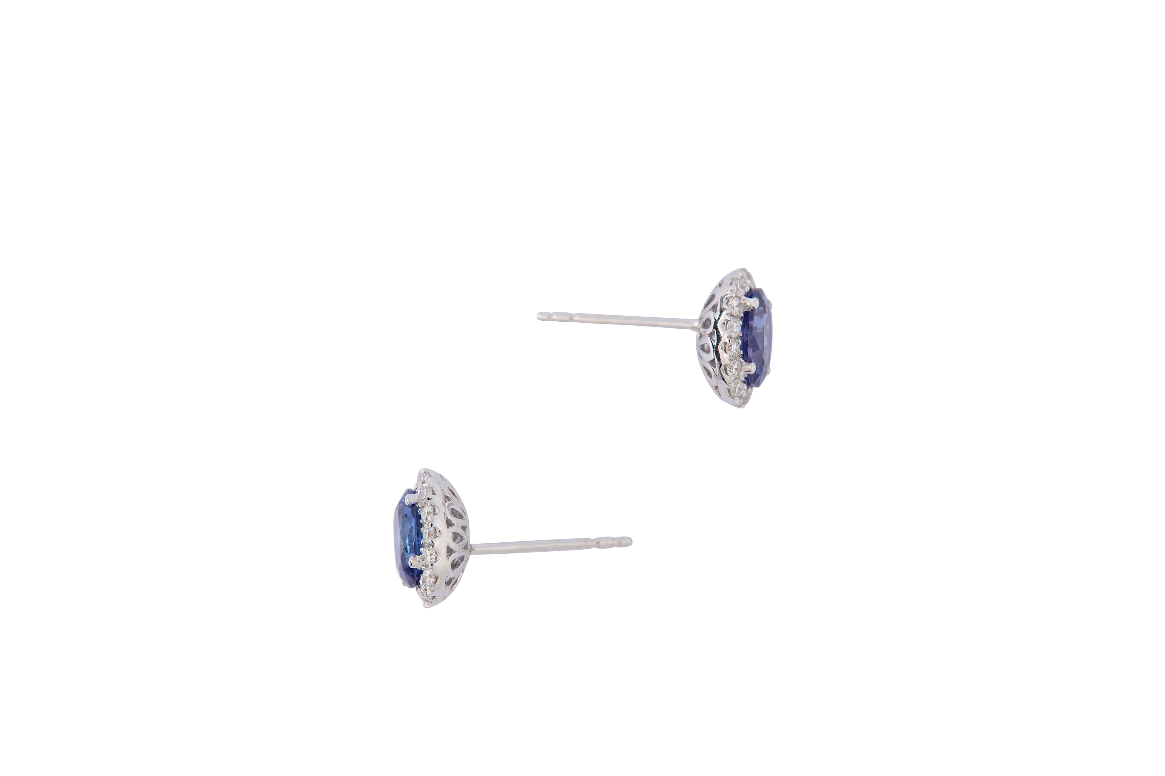 A pair of sapphire and diamond earstuds - Image 2 of 3