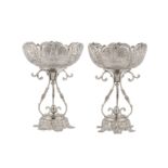 A pair of mid-20th century Anglo – Indian Raj unmarked silver standing bowls, Bombay circa 1940