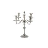 An Elizabeth II sterling silver five light candelabrum, London 1965 by Garrard and Co