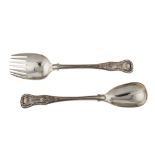 A matched pair of William IV/ Victorian Irish sterling silver salad servers