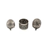 Two early 20th century Anglo – Indian Raj unmarked silver pepper pots, Lucknow circa 1910