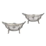 A pair of George III sterling silver open sauce tureens, London 1770 by William Holmes (active from