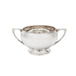 A George V sterling silver twin handled bowl, London 1910 by Carrington & Co