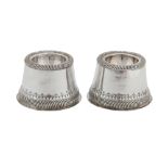 A pair of Edwardian sterling silver ‘Arts and Crafts’ trencher salts, London 1905, marked for