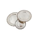 A graduated set of three mid-20th century Egyptian 900 standard silver serving dishes, Cairo circa