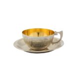 A mid-20th century Soviet Russian (Estonian) 875 standard silver cup and saucer, Tallinn 1954-58 by