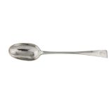 A George II Irish sterling silver hook-end basting spoon, Dublin 1758 by John Laughlin Snr (active