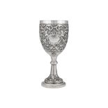 A late 19th century Indian colonial unmarked silver trophy standing cup, Calcutta circa 1876 attrib