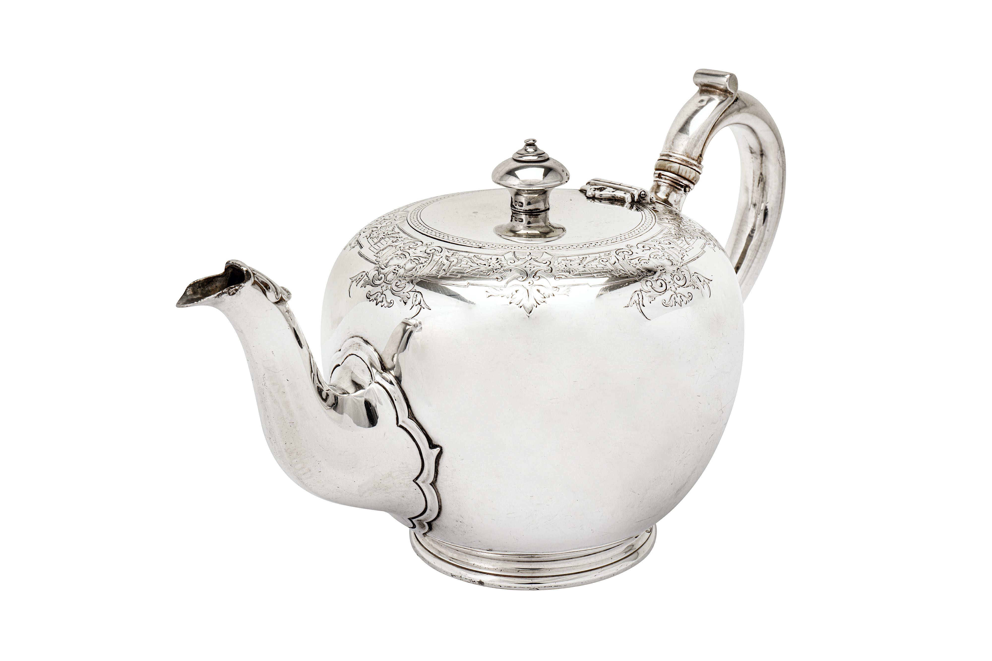 A Victorian sterling silver three-piece tea service, London 1869/70 by John Samuel Hunt and Robert - Image 3 of 11