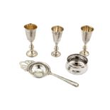 Judaica – Three Edwardian / George V sterling silver kiddush cups