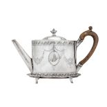 A George III sterling silver teapot on stand, the teapot London 1792 by Frances Purton (reg. 4th